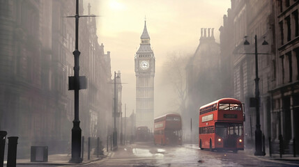 Obraz na płótnie Canvas Big Ben, the Palace of Westminster in London, UK, Photo