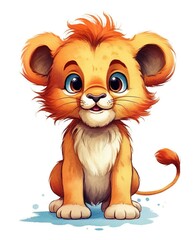 cute lion illustration for kid made with generative ai technology 