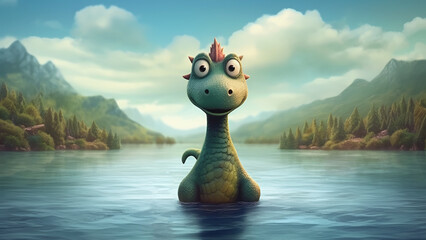 Nessie, the friendly monster of Loch Nessl - Done with generative AI - enhanced by the artist