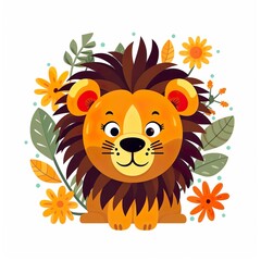 Obraz na płótnie Canvas cute lion cub illustration for kid made with generative ai technology 
