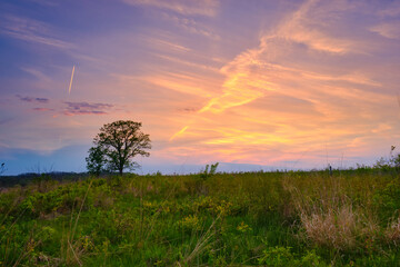 Dusk over a prairie in Wisconsin.