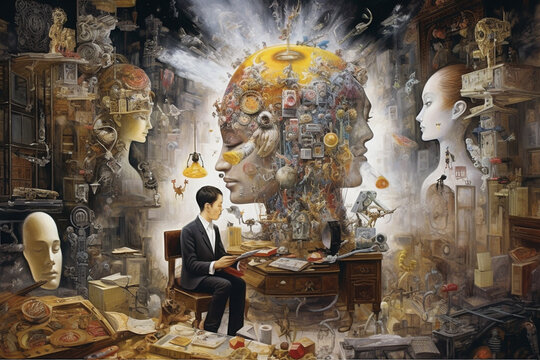 Subconscious mind, unveiling its hidden depths and complexities. the enigmatic landscapes of dreams, desires, fears, and untapped potential. Ai generated