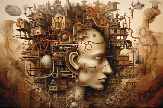 Subconscious mind, unveiling its hidden depths and complexities. the enigmatic landscapes of dreams, desires, fears, and untapped potential. Ai generated