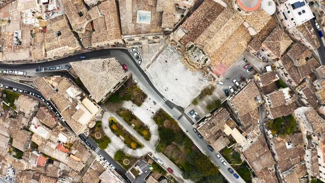 Modica, aerial view of the baroque town. Sicily, Italy. 