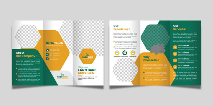 Lawn Care Trifold Brochure Template, Gardening or Landscaper Tri Fold Brochure Design 