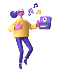 3D Character streaming music video for UI UX web mobile apps social media