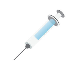 Medical syringe and needle on white background, Glass syringe, medicine medical line icon syringe, Medical syringe symbol
