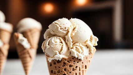 Ice Cream With Flours Around. Generative AI