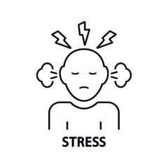 Stress line icon. Symbol of anxiety, anxiety, headache, anger, sadness.