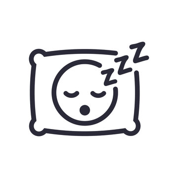 recommend clip art: Sleep icon, symbol of a sleeping, resting person in bed on a pillow.