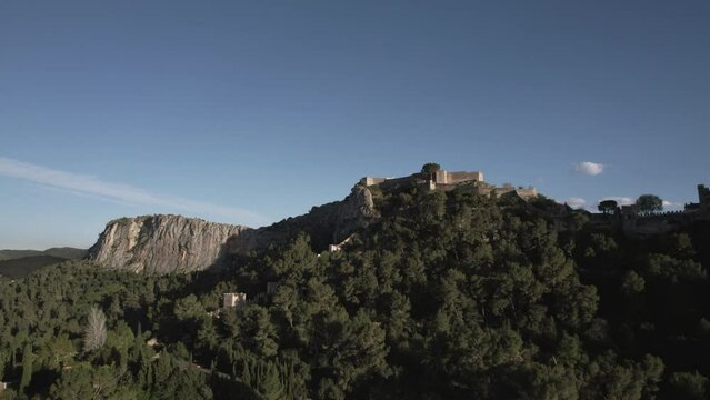 Aerial view of Castell de Xativa, Valencia, Spain.