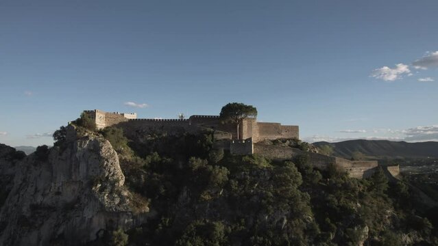 Aerial view of Castell de Xativa, Valencia, Spain.