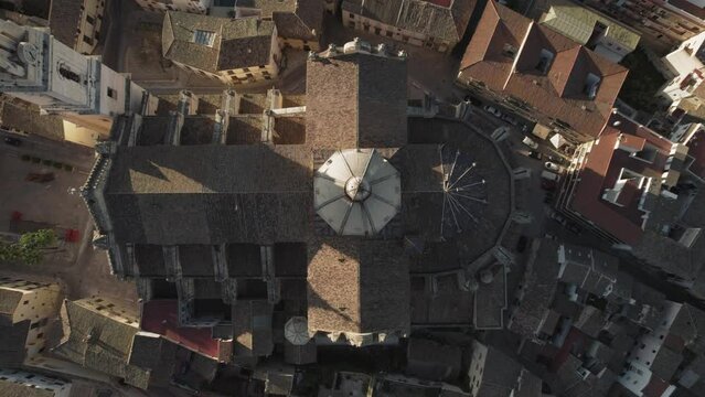 Aerial view of Collegiate Basilica of Xativa, Valencia, Spain.