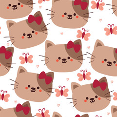 seamless pattern cartoon cat. cute animal wallpaper for textile, gift wrap paper 