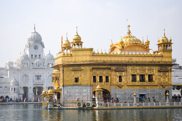 Beautiful view of Golden Temple (Harmandir Sahib) in Amritsar, Punjab, India, Famous indian sikh...