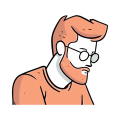 Cheerful man with beard and eyeglasses