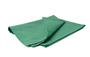 Green folded napkin isolated on white background