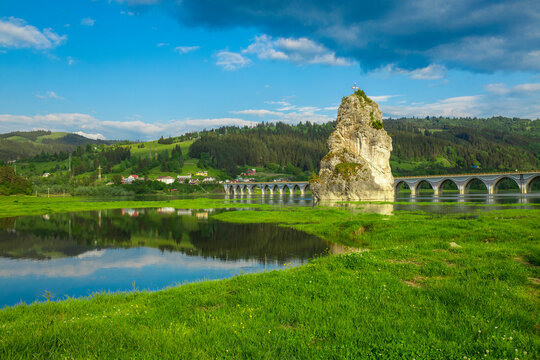 Piatra Teiului lime stone and Bicaz lake viaduct, Romania
