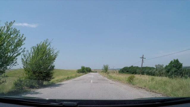 Driving through the landscape of Viscri in Romania