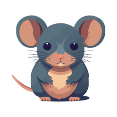 Cute cartoon mouse sitting with fluffy tail