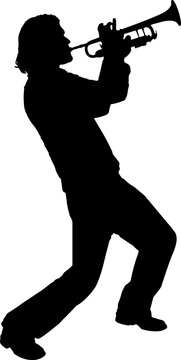 recommend clip art: "Jazz Musician Silhouette: Man Playing Trumpet"
                    "Musical Instrument Vector: Standing Trumpet Player Silhouette"