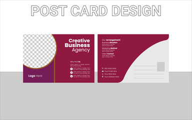 Modern Creative Real estate post card with geometric design.
