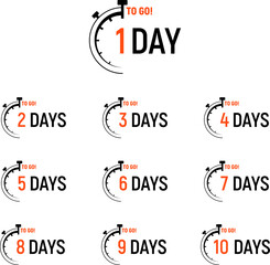 Countdown days left banner. Count time sale. Days to go. Vector illustration.