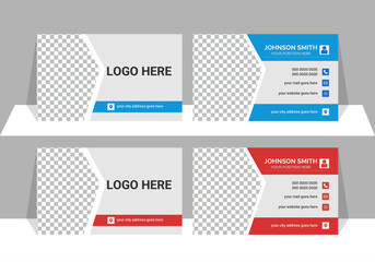 Set of business cards.Double-sided creative business card template.Blue and red business card clean design vector template.
