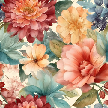 Watercolor floral seamless patterns 4k resolution
