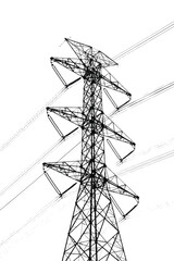 Silhouette of high-voltage pylons