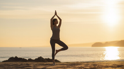 Yoga at the Beach Generative Ai