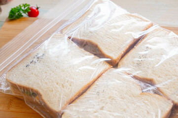 冷凍用保存袋にいれて凍らすサンドイッチ