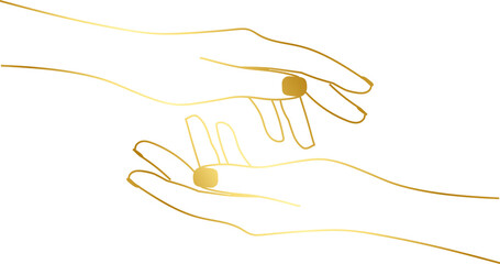 Isolated of Gold Hand Nail Line Illustration