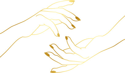 Isolated of Gold Hand Nail Line Illustration