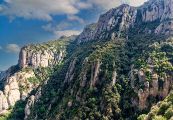 Fototapeta na wymiar Majestic View of Jagged Mountain Range in Montserrat, Spain