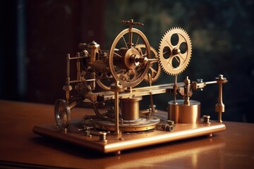 Fototapeta premium Miniature perpetual motion machine that uses motion to generate energy. Generative AI