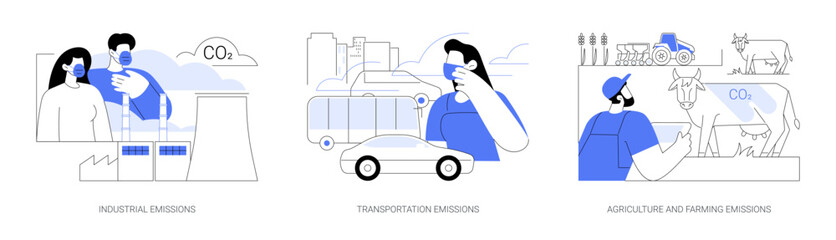 CO2 emissions abstract concept vector illustrations.