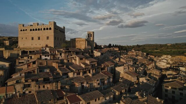 Aerial view of Valderrobres Castle, Valderrobres, Teruel, Spain.