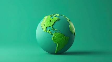 Earth Day background with green globe and map. Generative ai
