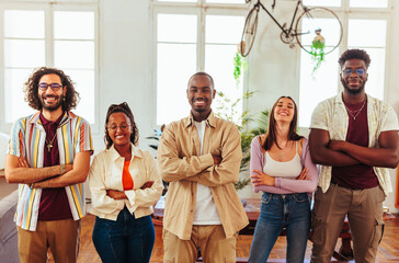 Fototapeta premium Portrait of five multiracial people