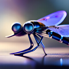 Obraz premium dragonfly, glass, light, 4k, blue, violet, diamond, water, fluffy, sharp, 4k