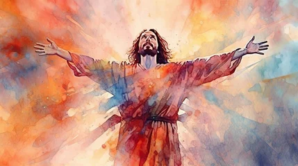 Fotobehang Jesus Chriest Illustration, Generative Ai © Deep Ai Generation