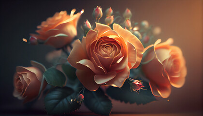 Rose flowers bouquet Ai generated image