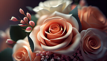 Rose flowers bouquet Ai generated image