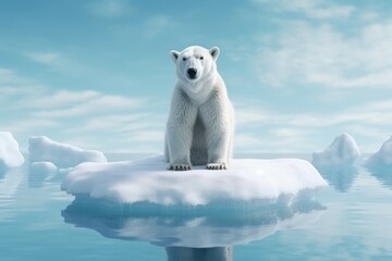 Obraz na płótnie Canvas Polar bear on a melting ice floe. Climate change concept. AI generated, human enhanced.