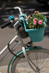 Obraz premium a bicycle with a decorative flower basket