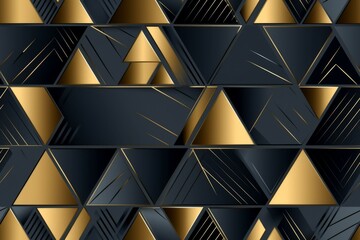 Classic gold and luxury gray abstract trianglify background. Backdrop for design. AI generated, human enhanced