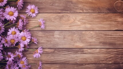 Vintage Wooden Background with Flower Border and Typo Space