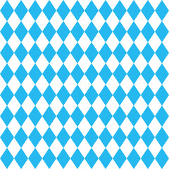 Oktoberfest diamond seamless pattern with blue and white rhombuses for wrapping paper, tablecloth. Octoberfest traditional texture. Germany wallpaper. Bavarian background. Vector color illustration.