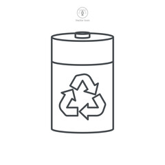 Battery Recycling Icon. Battery image and recycling symbol template for graphic and web design collection logo vector illustration